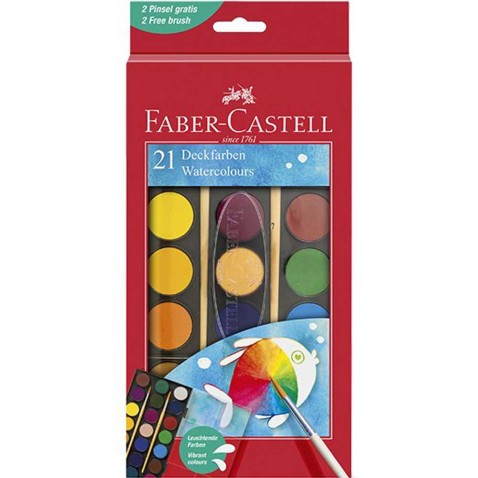 Vodové barvy Faber-Castell 21 barev se štětcem