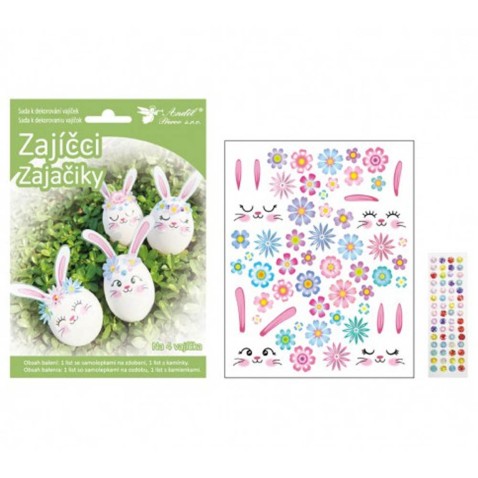 Sada k dekorování na 4ks vajíček - zajíčci