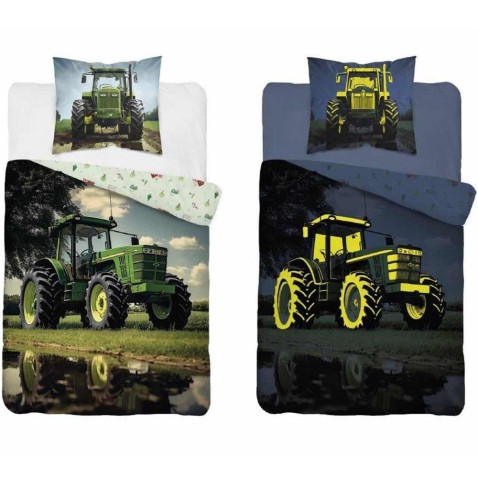 Svítící povlečení zelený traktor