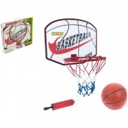 Basketbalový koš dřevo/kov/síťka/míč s pumpičkou