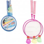 Badminton sada dětská kov/plast 2 pálky + 3 košíčky 2 barvy