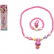Náhrdelník, náramek a prstýnek korálky perleťové 20cm 2 barvy