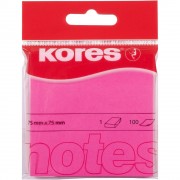 Samolepicí bloček Kores 75x75mm, 100 listů neon růžový