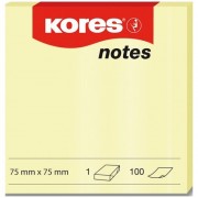 Samolepicí bloček Kores 75x75mm, 100 listů žlutý
