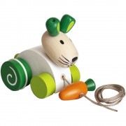 Dřevěná tahací hračka Zajíc s mrkví