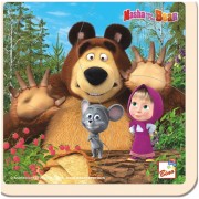 Skládačka Puzzle dřevo Máša a Medvěd s myškou 4ks 12m+