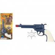 Pistole revolver klapací 23cm + odznak