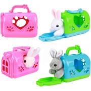 Králíček v přepravním boxu plyš/plast 13cm 4 barvy