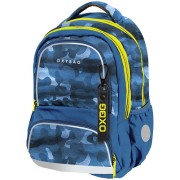 Školní batoh OXY NEXT Camo blue a klíčenka zdarma
