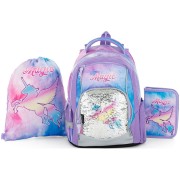 Školní batoh OXY GO Unicorn 3dílný set a klíčenka zdarma