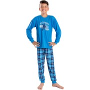Chlapecké pyžamo Bettymode MOTOCROSS BLUE dlouhý rukáv