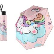 Deštník Jednorožec skládací látka/kov 25cm růžový