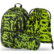 Školní batoh pro 2 stupeň BAAGL Core Lime 3dílný set a vak na záda zdarma