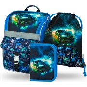 Aktovka pro prvňáčky Baagl Zippy Závodní auto set
