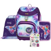 Školní taška pro prvňáčka OXY Sherpy Butterfly 4dílný set a box na sešity zdarma