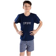 Chlapecké pyžamo Bettymode SPORT DARK BLUE krátký rukáv