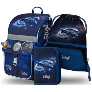 Školní aktovka pro prvňáčky BAAGL Zippy Vesmírná loď 3dílný set