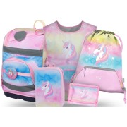 Školní set Baagl Zippy Plus Rainbow Unicorn: aktovka, penál, vak, zástěra, peněženka