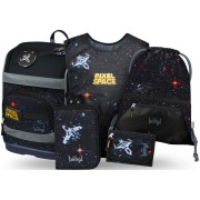 Set aktovka pro prvňáčky Baagl Zippy Plus Pixel Space 5dílný set