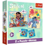 Puzzle 2v1 + pexeso Šťastný den Lilo a Stitch