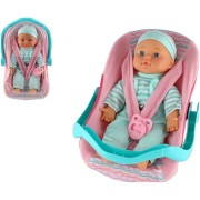 Panenka miminko/látka 30cm měkké tělo v nosítku/autosedačce s dudlíkem 2 barvy