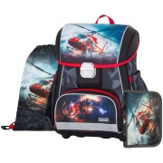 Školní aktovka PREMIUM Hasiči, 3dílný set