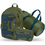 Školní batoh 2. stupeň Baagl Skate Olive set