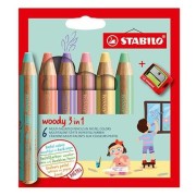 Pastelky Stabilo Woody 3v1 6ks PASTEL