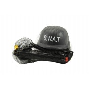 Sada SWAT helma+pistole na setrvačník s doplňky plast