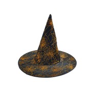 Čarodějnický klobouk černo-zlatý 32x32cm