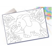 Malování pískem šablona A4 slon s mimi