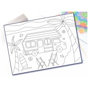 Malování pískem šablona A4 obytňák na pláži