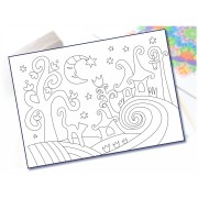 Malování pískem šablona A4 pohádková krajina