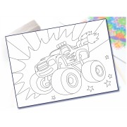 Malování pískem šablona A4 ohnivý monster truck