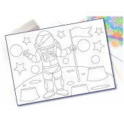 Malování pískem šablona A4 kosmonaut na měsíci