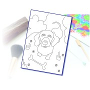 Malování pískem šablona A4 jezevčík s kostí