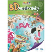 3D omalovánka A4 - SET Chobotnice, opice, plameňák