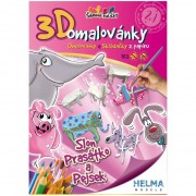 3D omalovánka A4 - SET Slon, prase, pes