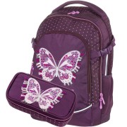 Školní batoh Walker Fame 2.0 Purple Butterfly 2dílný set, doprava a gumovací pero Pilot zdarma