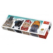 Puzzle kočky s čepicemi panorama 500 dílků 66x23,7cm