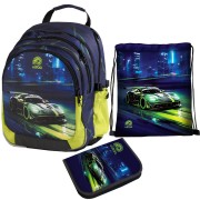 Batoh do školy Ulitaa Klasik Auto, 3dílný set