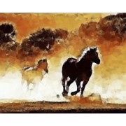 Diamantové malování - Běžící koně na rámu 40x50 cm