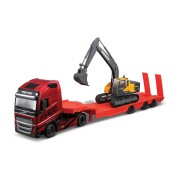 Bburago - Haulers construction, Kamion Volvo FH16 Globetrotter 750 XXL s bagrem Volvo EC22