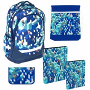 Školní batoh Reybag Blue Pixel - 5dílný SET