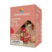 Cleverclixx – Magnetická stavebnice Glitter Tiles Pack Transparent - růžové – 16 ks