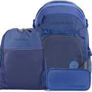Školní batoh coocazoo MATE All Blue 3dílný set, peněženka ve stejném designu a doprava zdarma