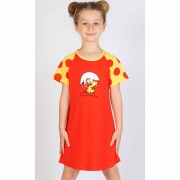 Dětská noční košile s krátkým rukávem Malé kuře červená