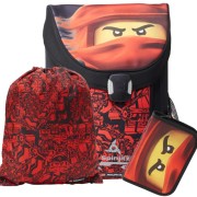 Školní aktovka LEGO Ninjago Red Easy 3dílný set, svačinový box a doprava zdarma