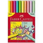Dětské fixy Faber-Castell Grip Neon a Pastel 10 barev