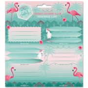 Jmenovky na sešity Pink Flamingo